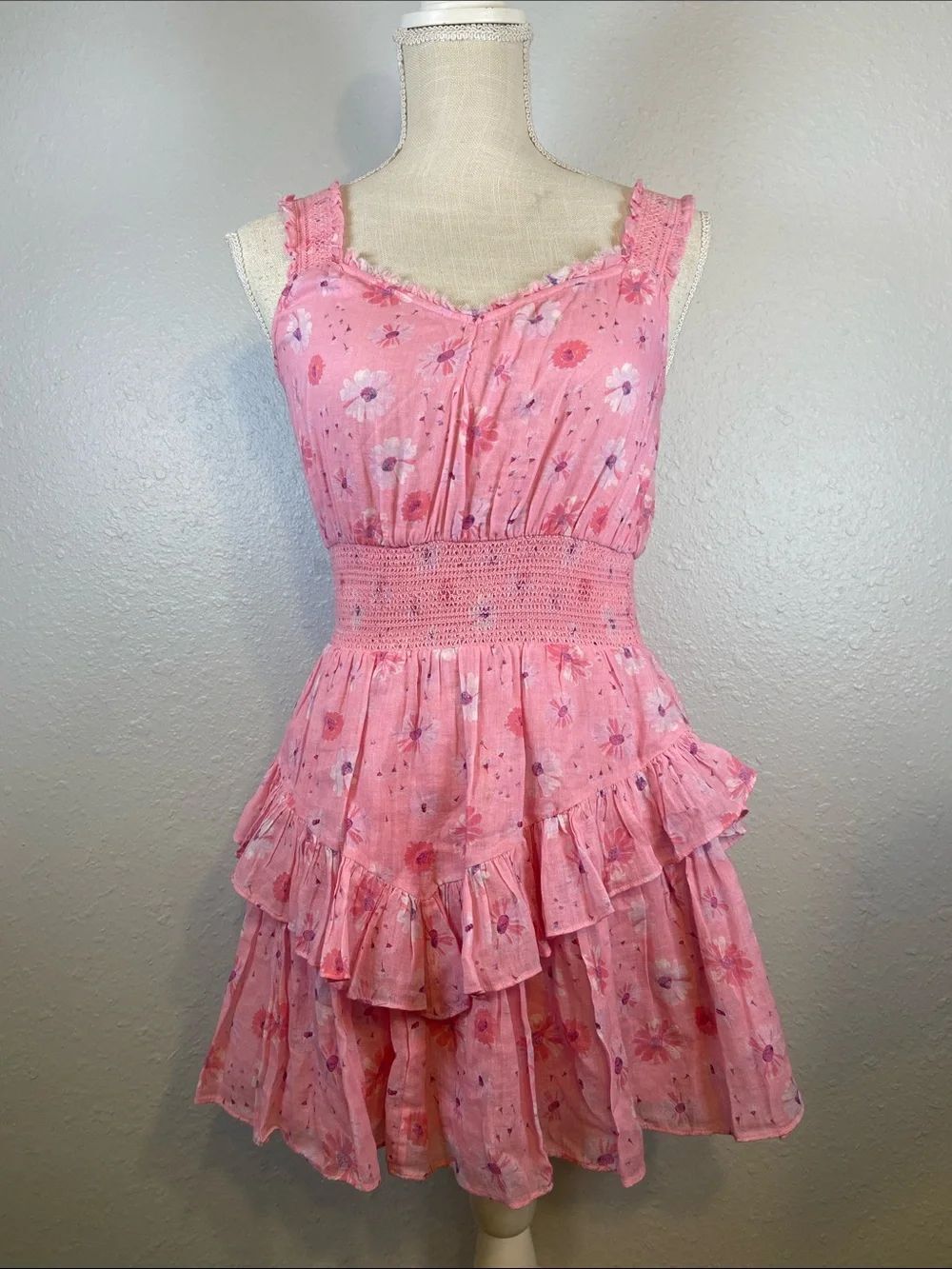 LoveShackFancy Coquette Cottagecore Preppy Floral Norelli Mini Dress Size XS